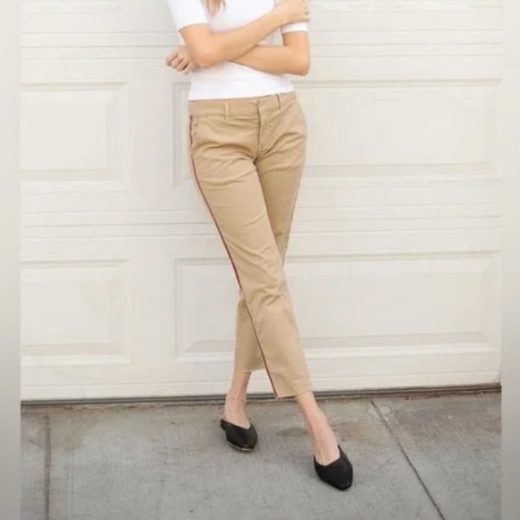 Nili Lotan East Hampton Desert Sand Side Stripe Chino Pants Size 8 - Picture 2 of 16